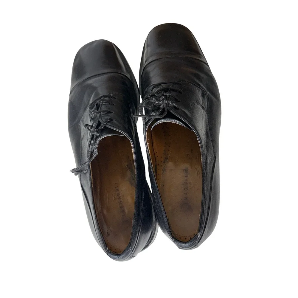 Magnanni Men 8272 Black Leather Cap Toe Derby Dress Shoes Made in Spain Size 12W